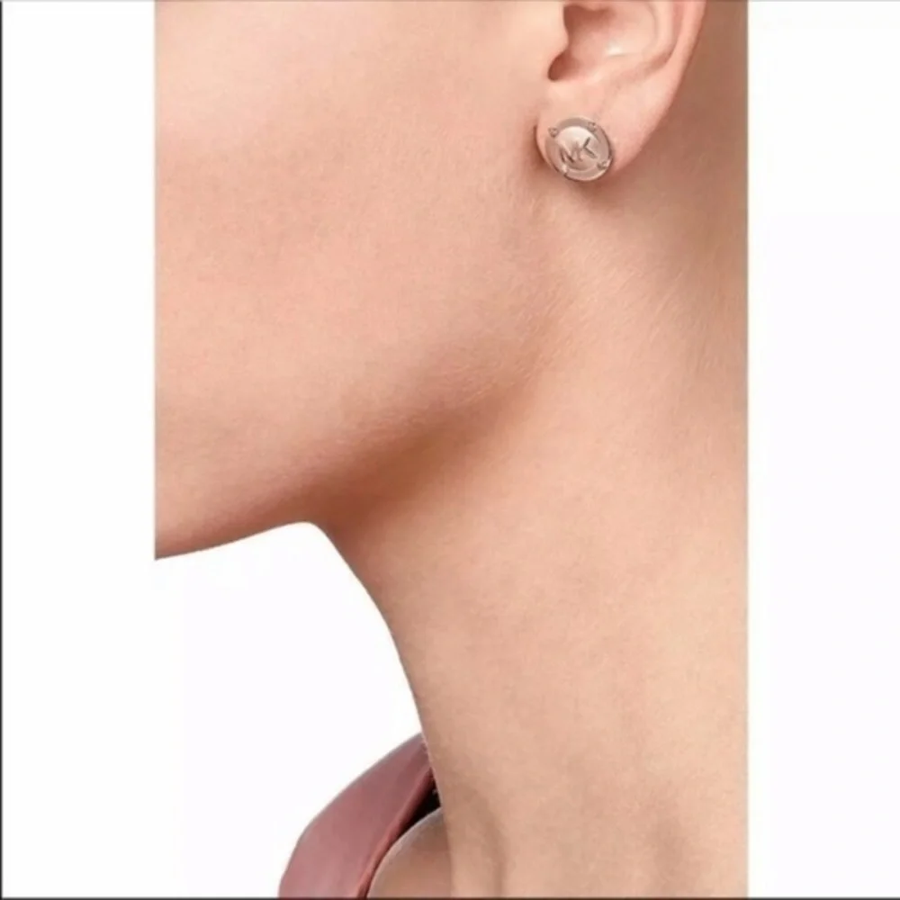 Michael Kors Rose Gold Logo Stud Earrings – NWT - Picture 4 of 4